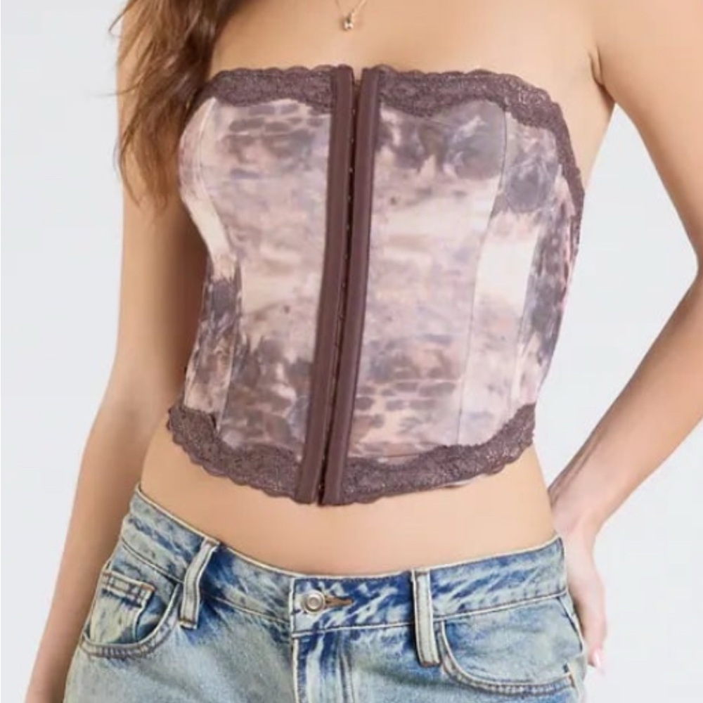 Windsor Brown Lace Trim Corset Top Size Small NWT - Picture 6 of 7